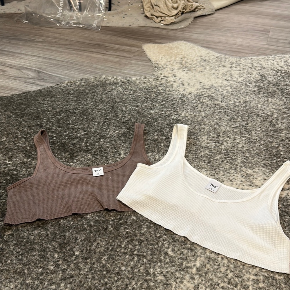 TNA waffle knit cropped tanks!